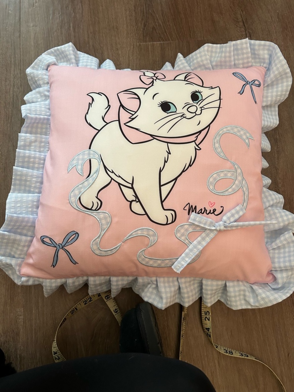 NWT Marie Decorative pillow with Blue Ribbon Accents